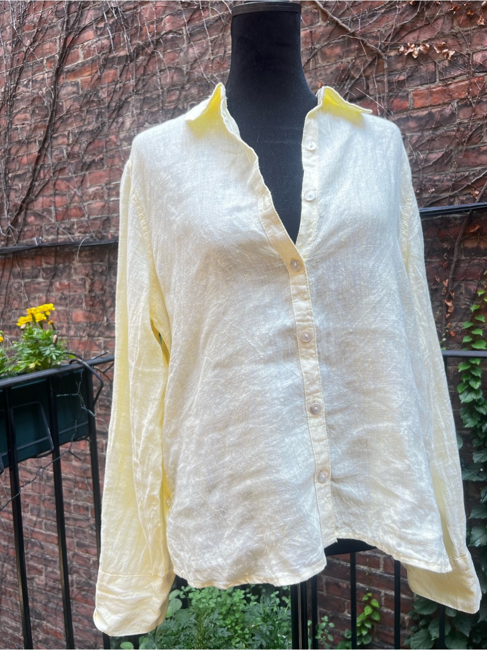 Calypso St. Barth Pale Yellow Linen Button-Down Shirt